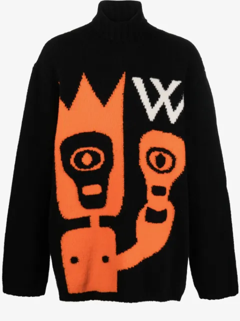 Walter Van Beirendonck Skull intarsia-knit wool blend jumper