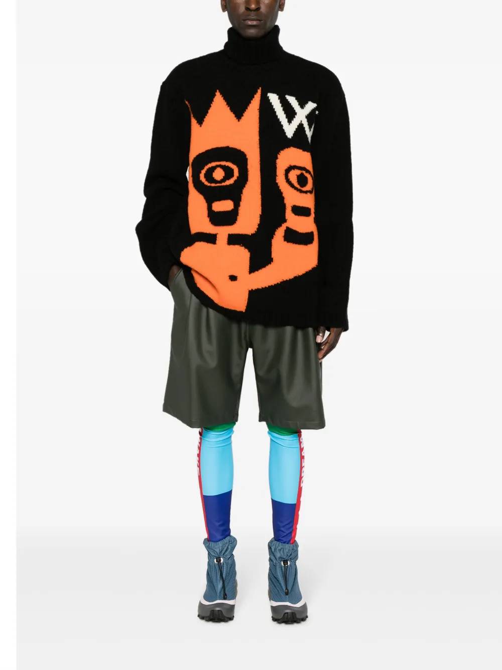 Shop Walter Van Beirendonck Skull Intarsia-knit Wool Blend Jumper In Black