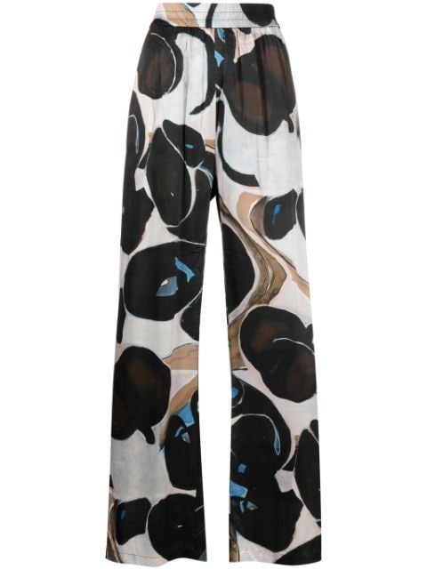 MUNTHE Active abstract-print wide-leg trousers