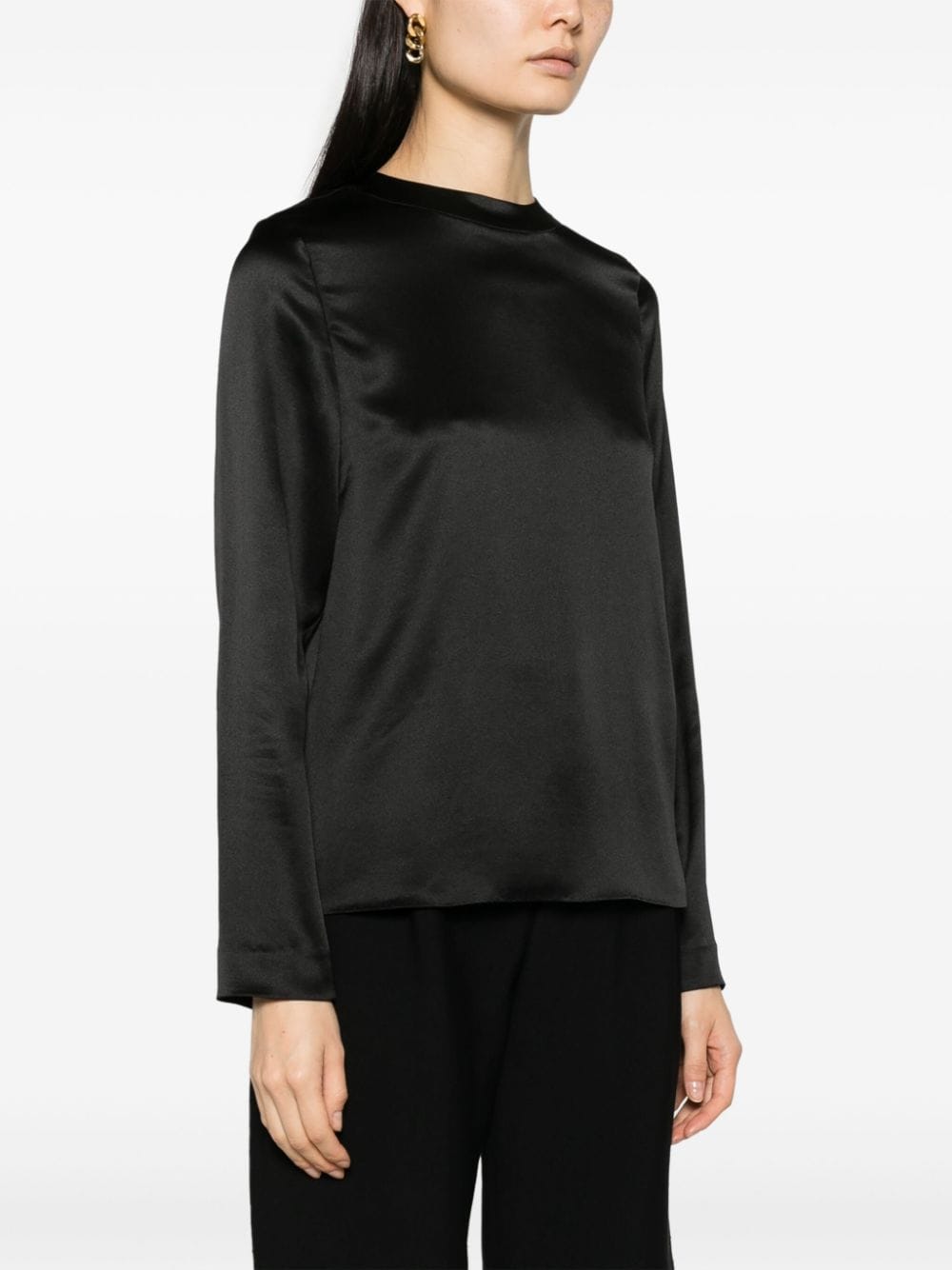 Shop Saint Laurent Keyhole Detail Silk Blouse In Black