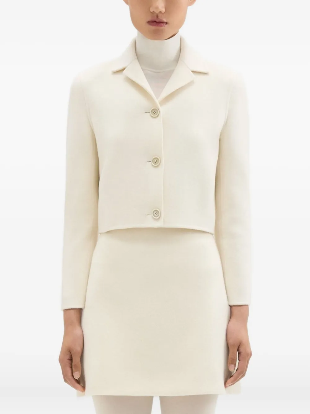 Theory Cropped Button-front Jacket In Gray