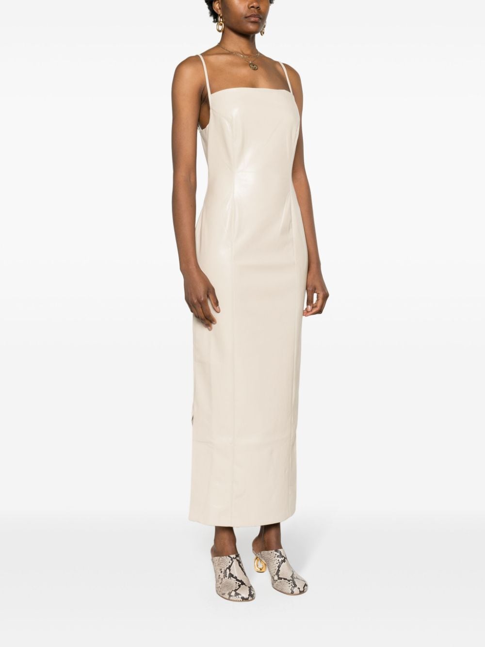 Shop Nanushka Ilara Slip Midi Dress In Neutrals