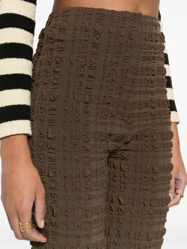 Nanushka Juna seersucker-texture slim-fit Trousers | Brown
