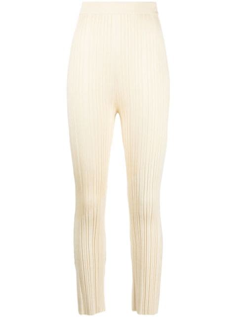 Nanushka ribbed high-waist skinny trousers