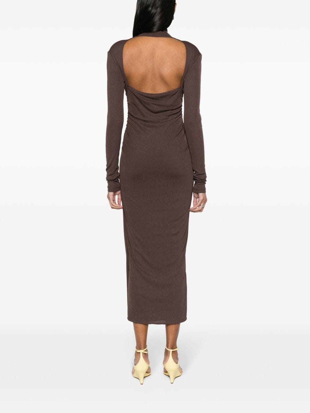 Shop Nanushka Cardia High-neck Maxi Dress In Brown