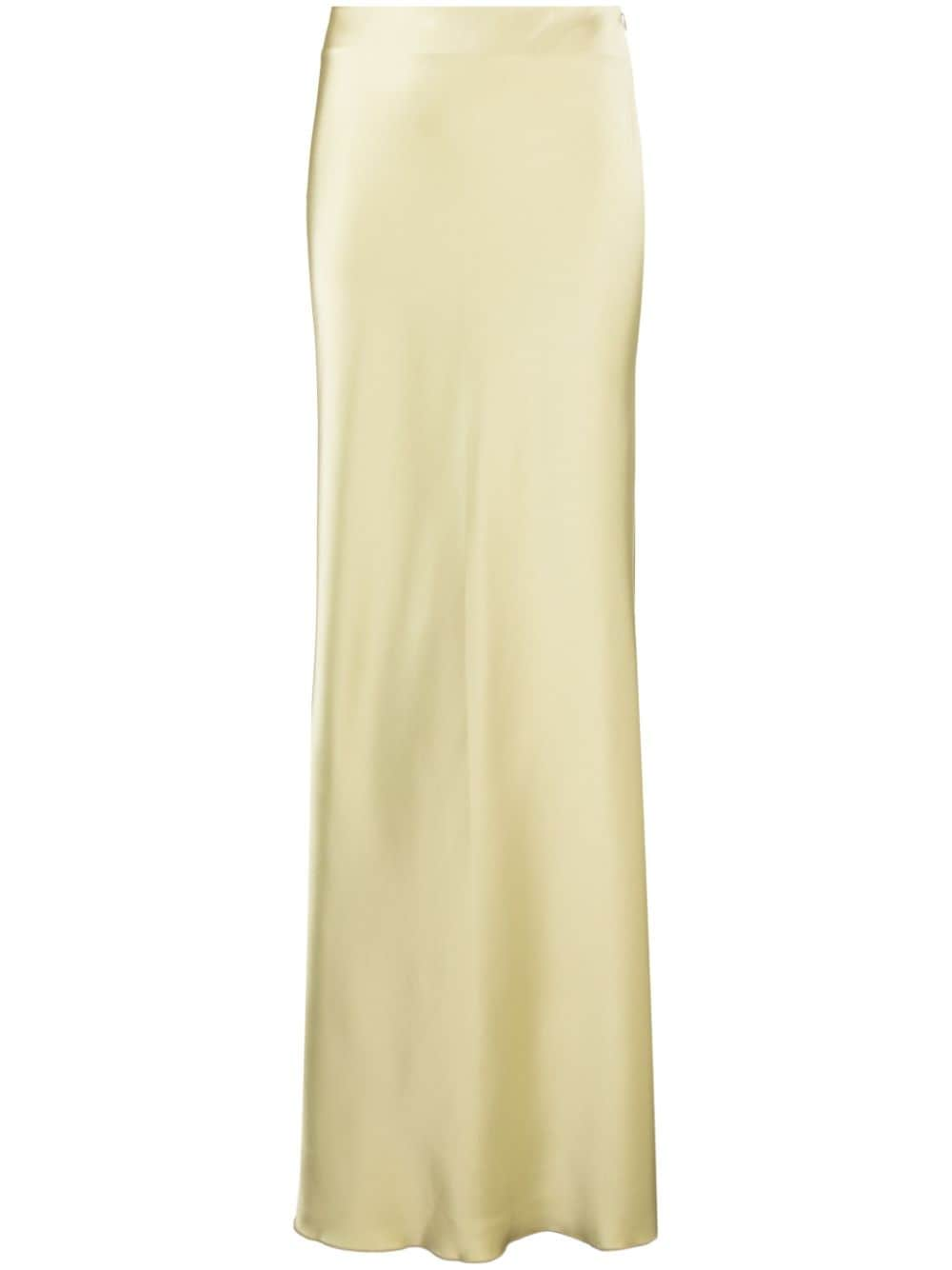 Nanushka Satin-finish Maxi Straight Skirt In Green