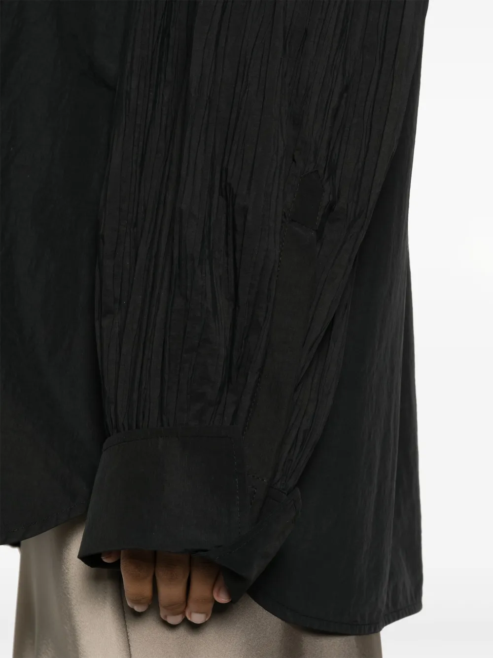 Shop Nanushka Nele Pleated-sleeves Poplin Shirt In Black