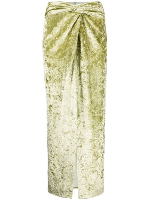 Nanushka Carlene twist-detail velvet maxi skirt