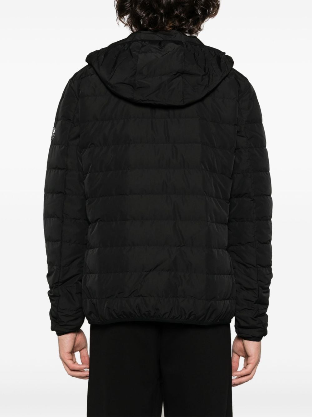 Shop Ea7 Logo-patch Quilted Down Jacket In Black