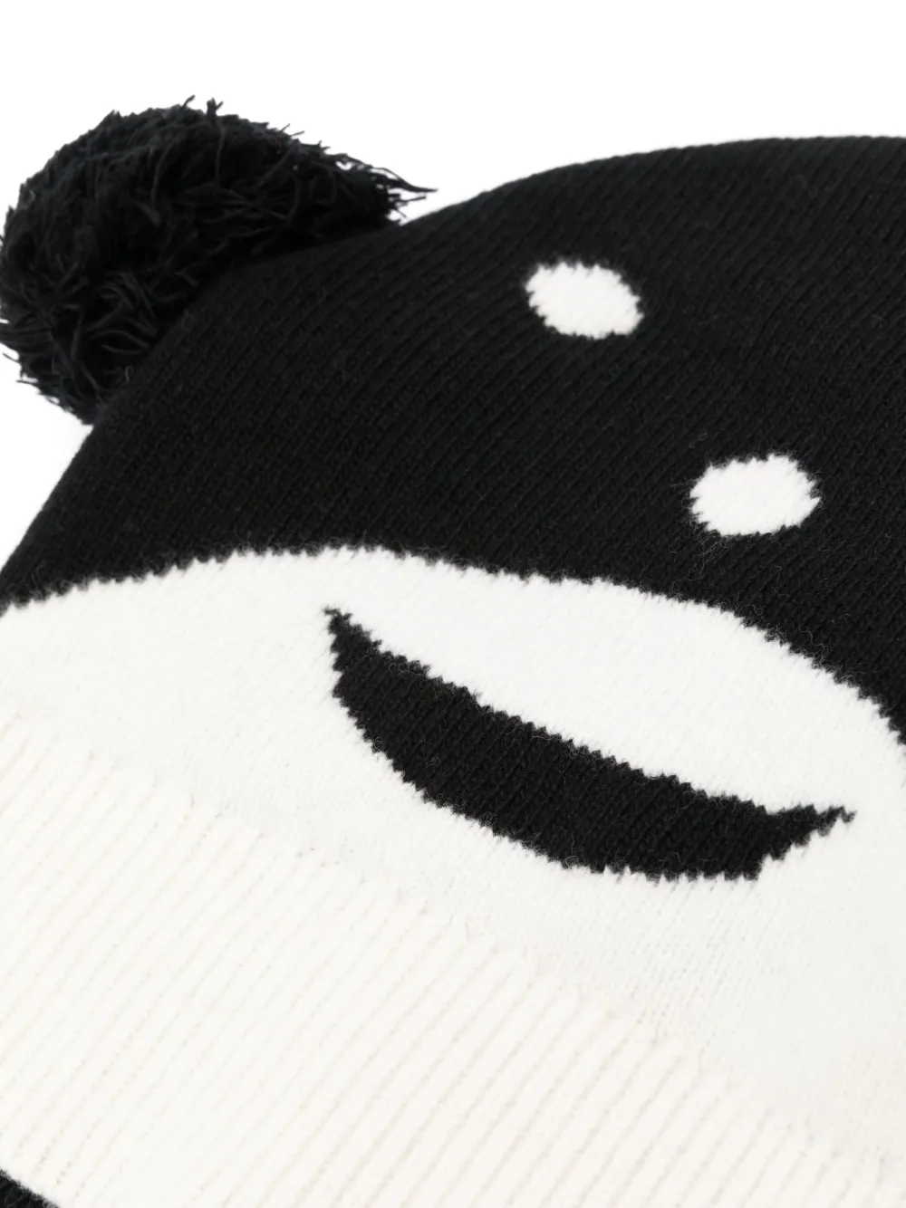 Walter Van Beirendonck intarsia-knit pompom wool beanie - Zwart