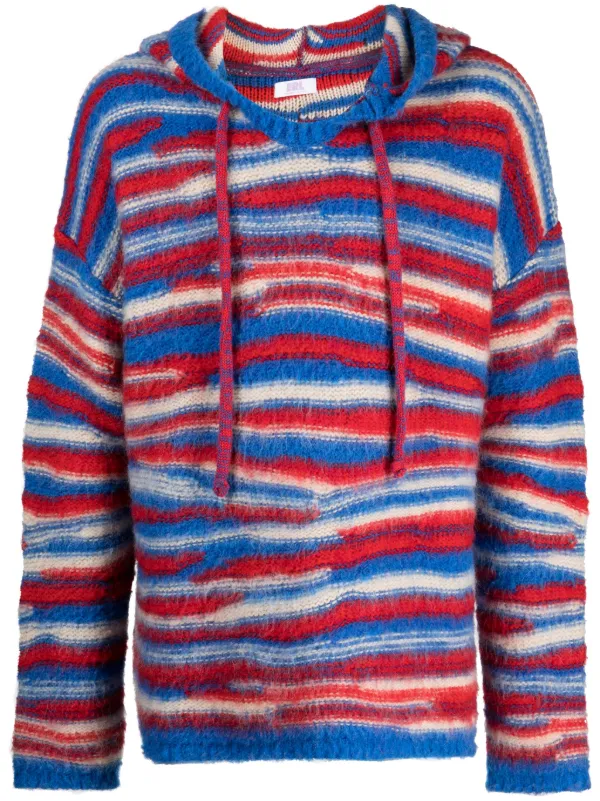 ERL｜HOODIES/SWEATS (Oversized Hoodie Knit - Red Blue (E ERL: Men's Striped Knit Hoodie (Red/Blue) | DSMNY E-SHOP