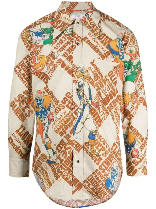 Chemise en coton à imprimé graphique - ERL - Modalova