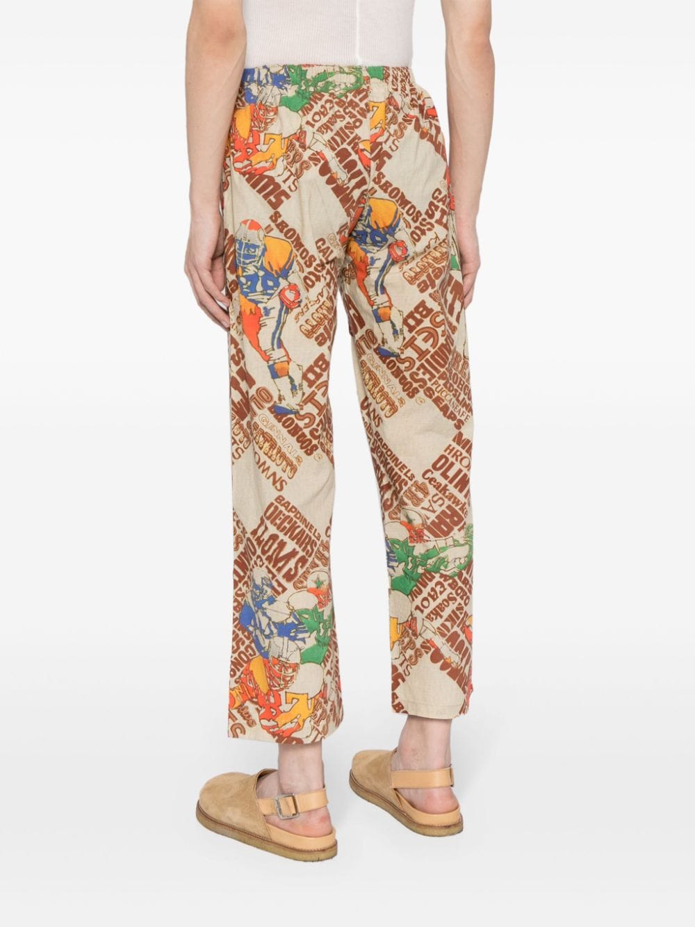 Shop Erl Printed Cropped Trousers In Brown
