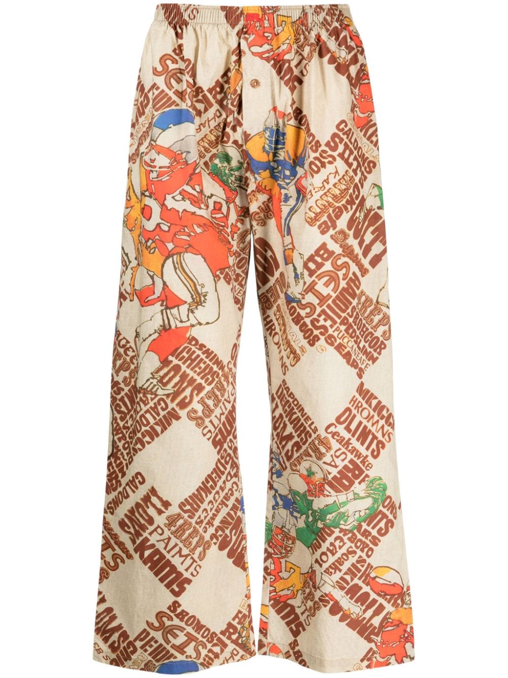 Erl Printed Cropped Trousers In Brown