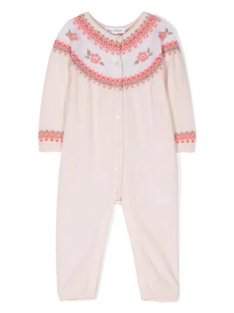 Tartine Et Chocolat floral-embroidered fine-knit romper