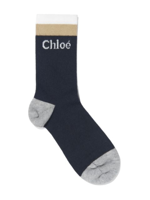 Chloé Kids calcetines tejidos con logo en intarsia