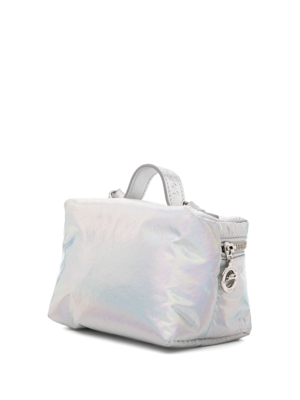 Shop Longchamp Mini Le Pliage Holographic Crossbody Bag In Silver