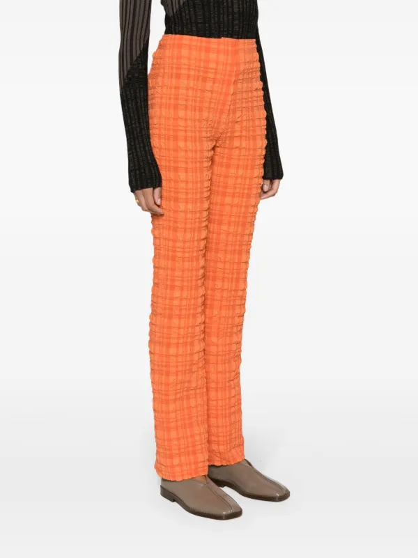 【送料&関税込】Nanushka juna Trousers Nanushka Juna seersucker-texture slim-fit Trousers | Brown