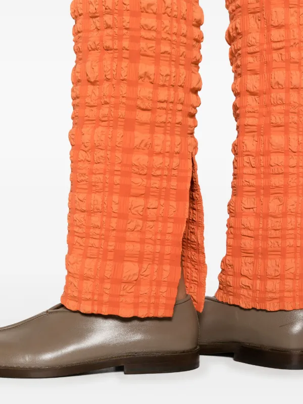 Nanushka Juna Seersucker Trousers | Orange | FARFETCH GE