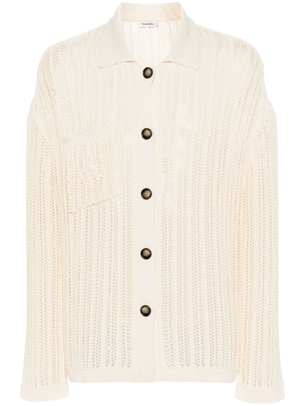 Nanushka Open-knit Cotton Cardigan In Neutrals