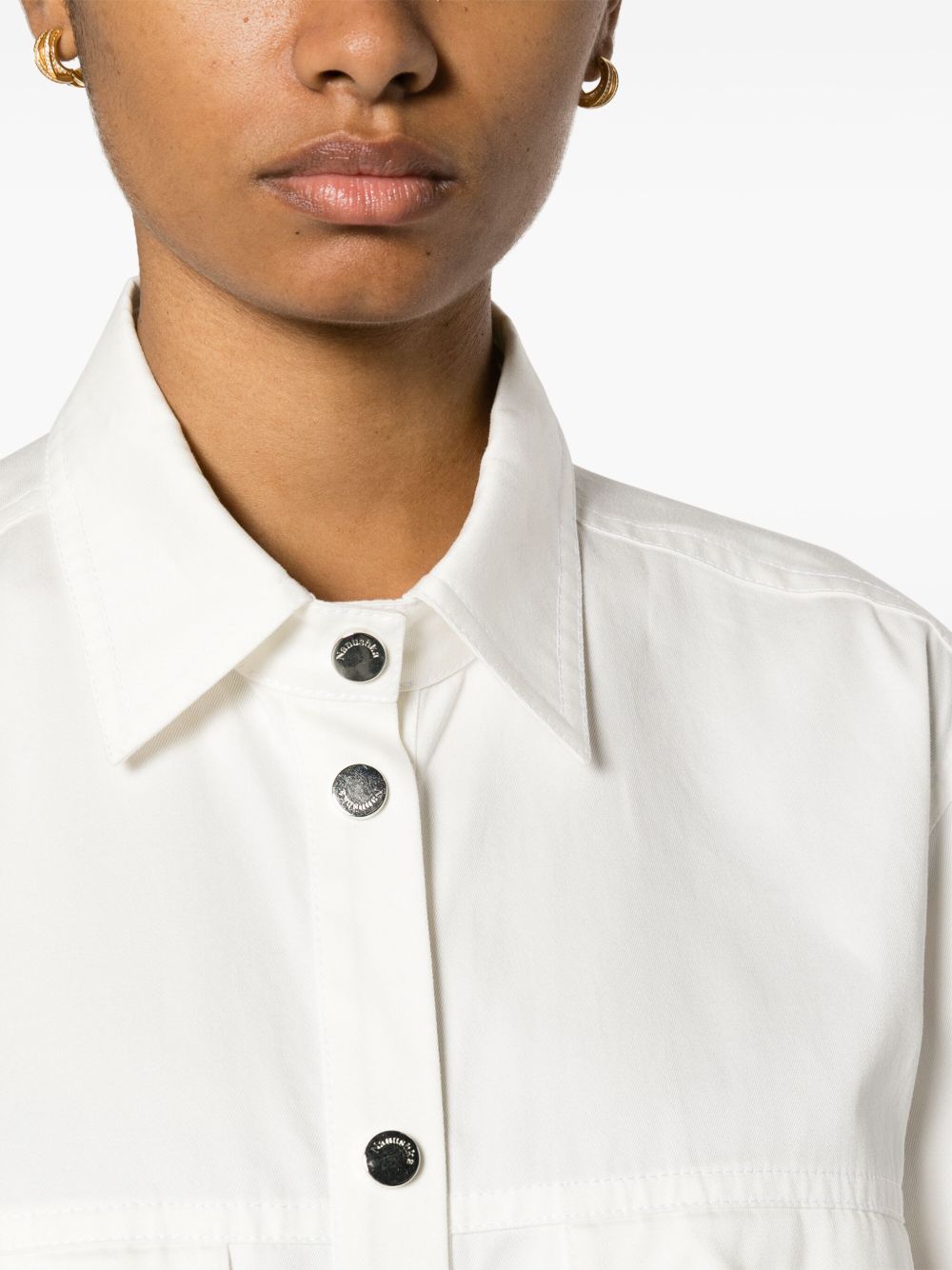 Shop Nanushka Long-sleeve Cotton Shirt In White