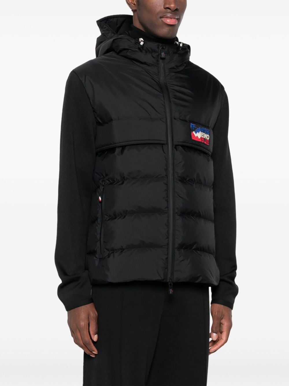 Shop Moncler Quilted-panel Hooded Cardigan In Black