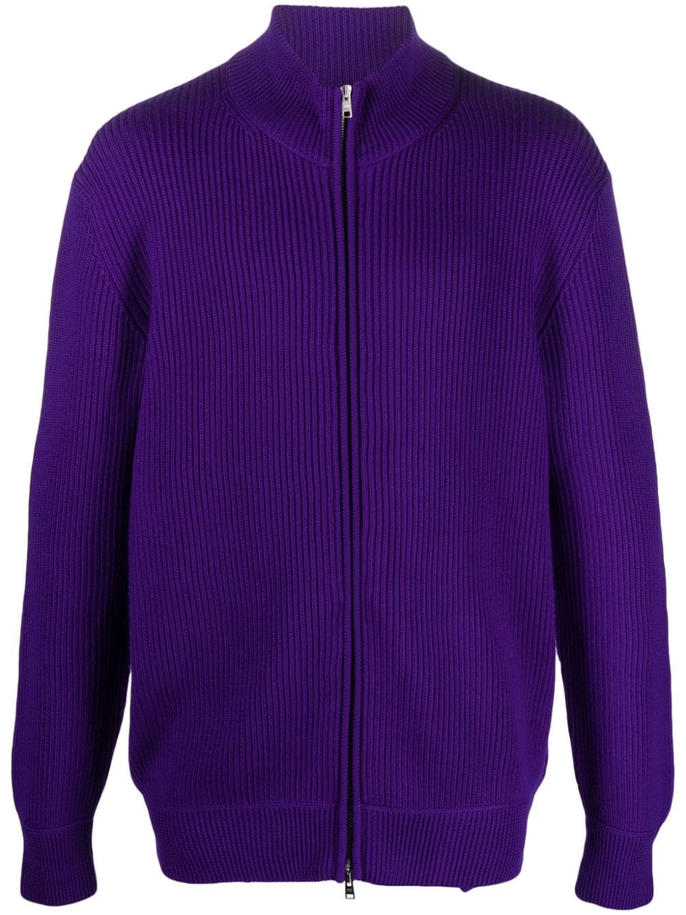 Maison Flaneur ribbed wool zip-up cardigan - Viola