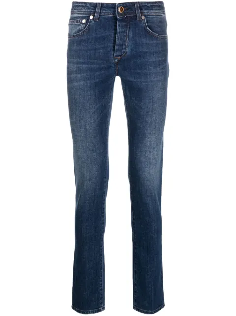 Barba logo-patch slim-cut jeans