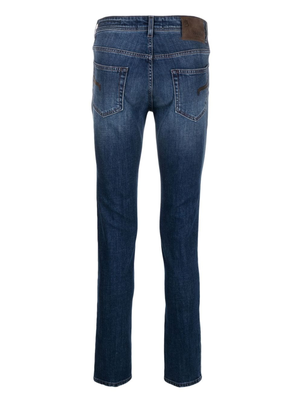 Shop Barba Logo-patch Slim-cut Jeans In Blue