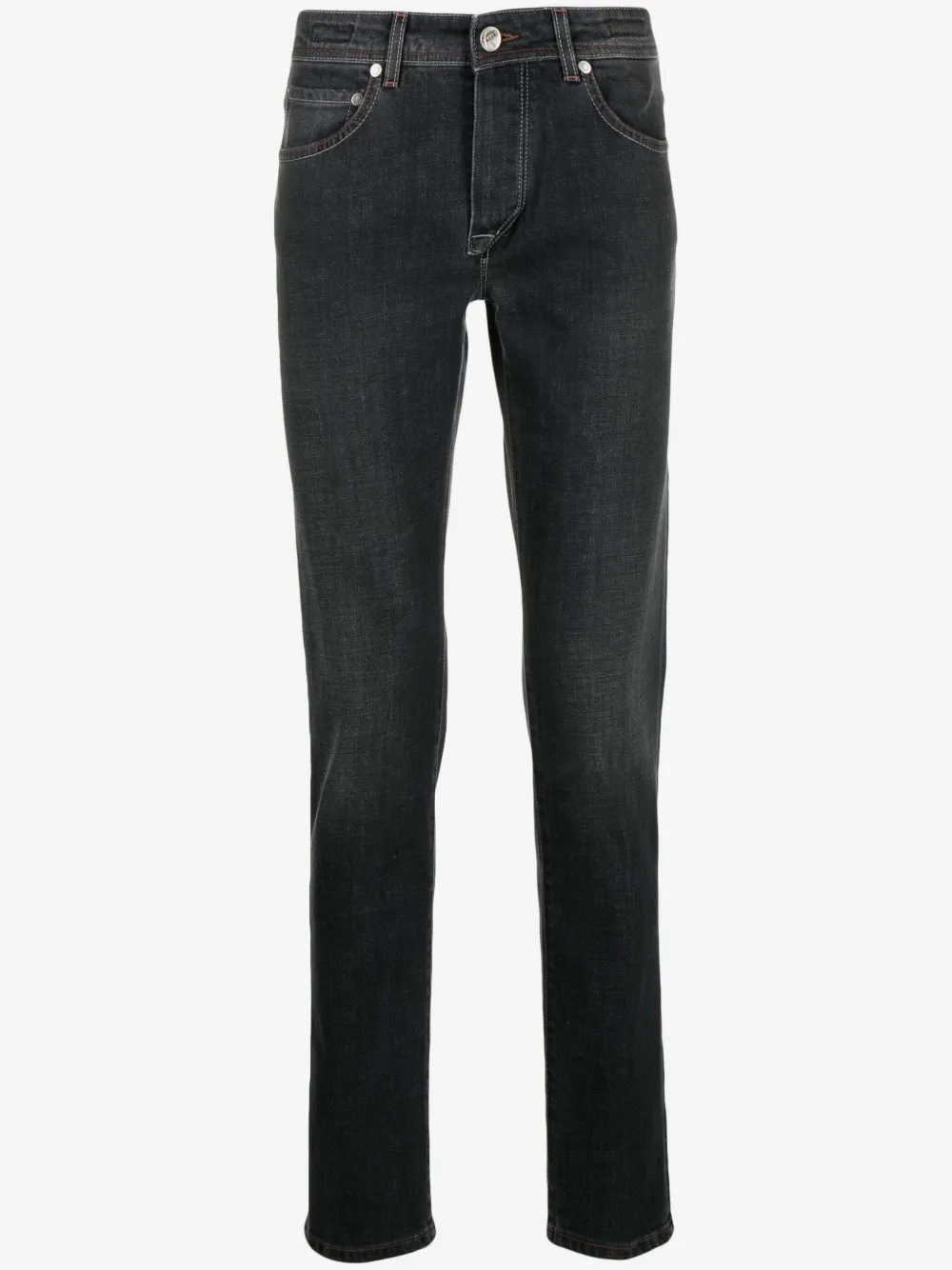 Barba logo-patch stretch skinny jeans | Black | Image 1