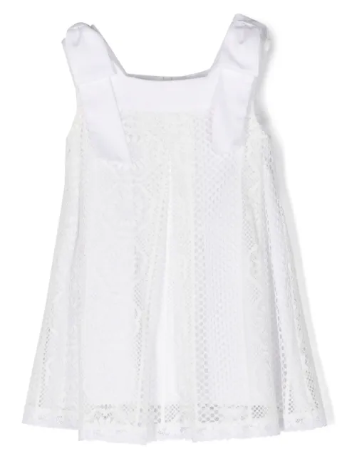 Lapin House floral-crochet babydoll dress