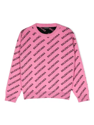 Balenciaga Kids intarsia knit Sweater Pink FARFETCH CA