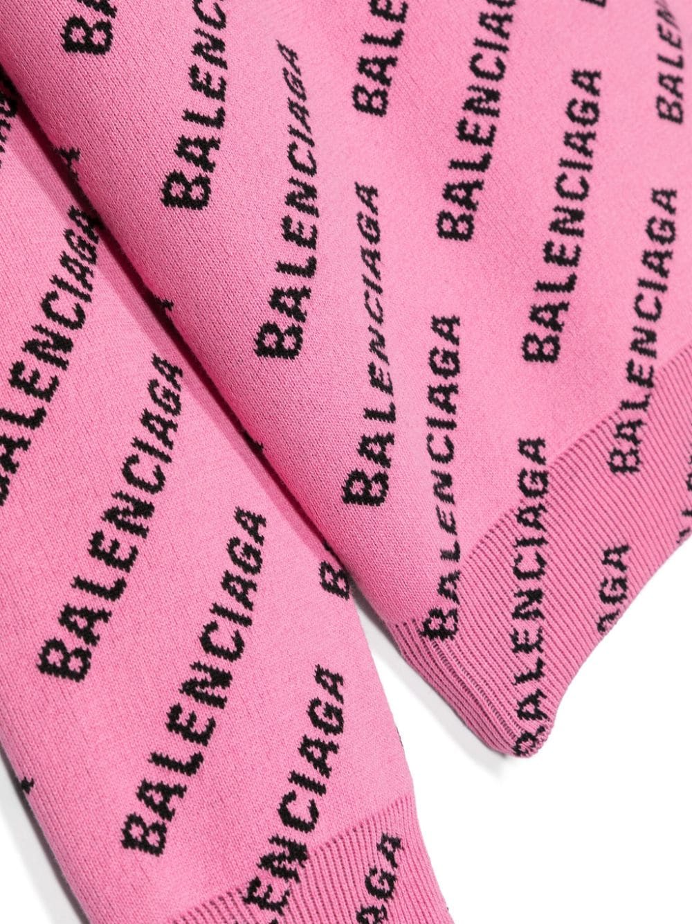 Shop Balenciaga Intarsia-knit Logo Ribbed-knit Jumper In Pink