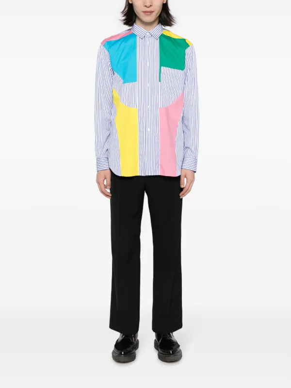Comme Des Garçons Shirt ストライプ パッチワーク シャツ | マルチ