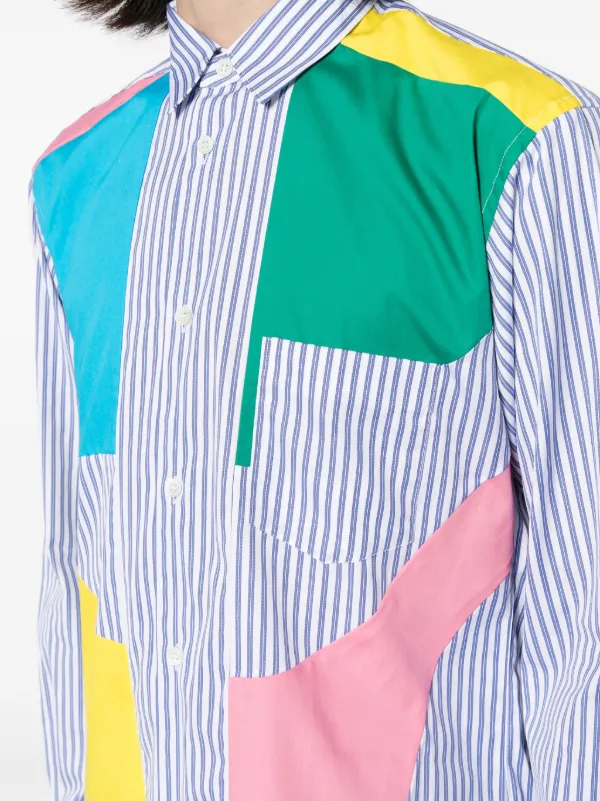 Comme Des Garçons Shirt ストライプ パッチワーク シャツ | マルチ