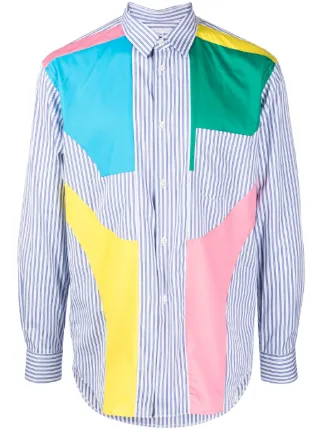 COMME des GARCONS SHIRTパッチワークデザインシャツ Comme Des Garçons Shirt ストライプ パッチワーク シャツ | マルチ