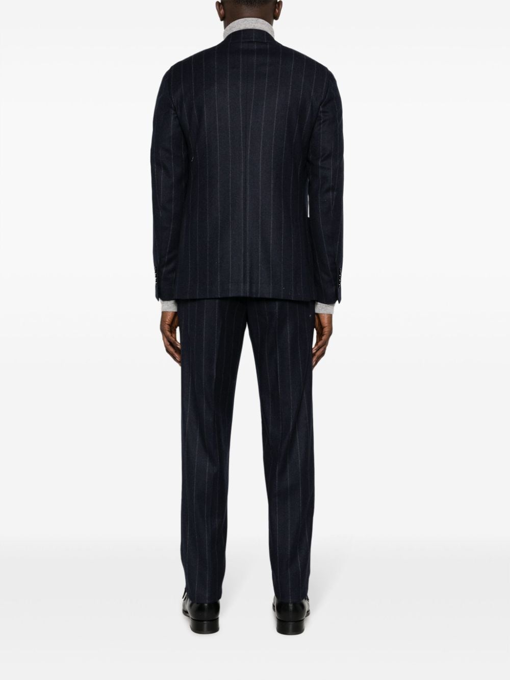 Shop Lardini Single-breasted Pinstripe Suit In Black