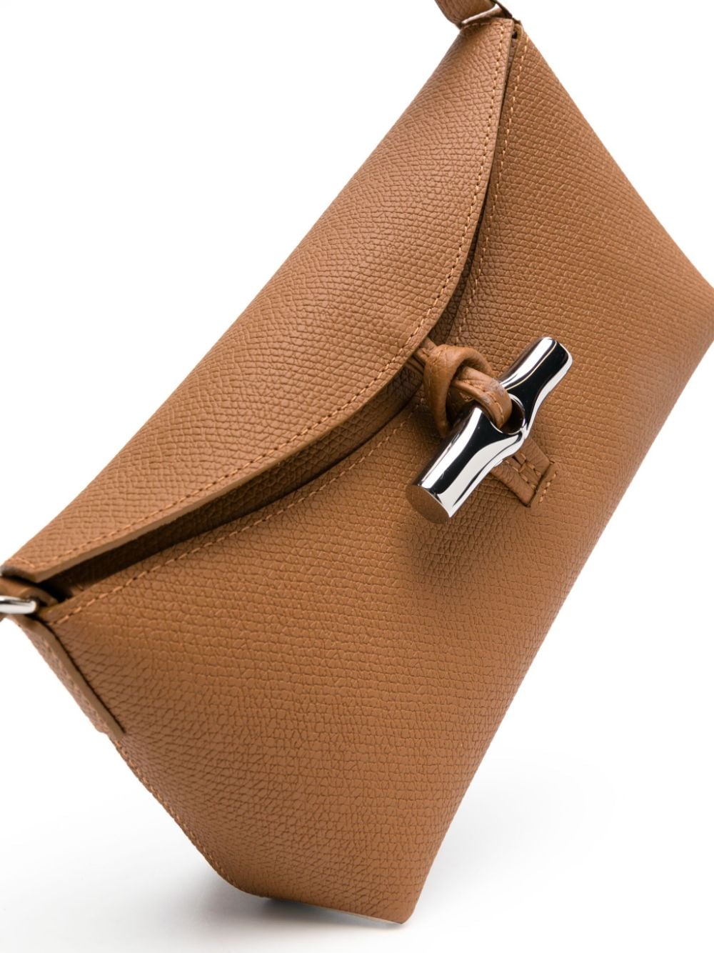 Shop Longchamp Small Roseau Leather Shoulder Bag In Brown