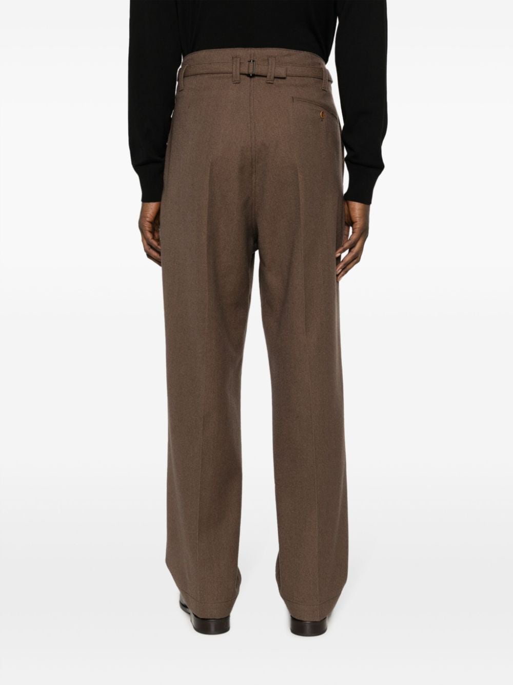 Shop Lemaire Straight-leg Wool-blend Trousers In Brown