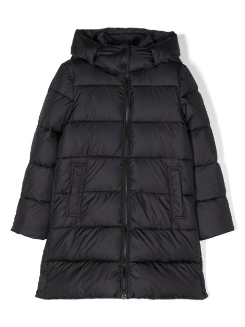 Save The Duck Kids quilted hooded long coat