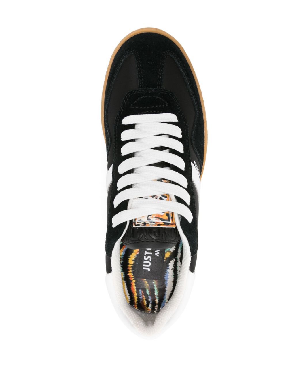 Shop Just Cavalli Panelled Leather Lace-up Sneakers In Black
