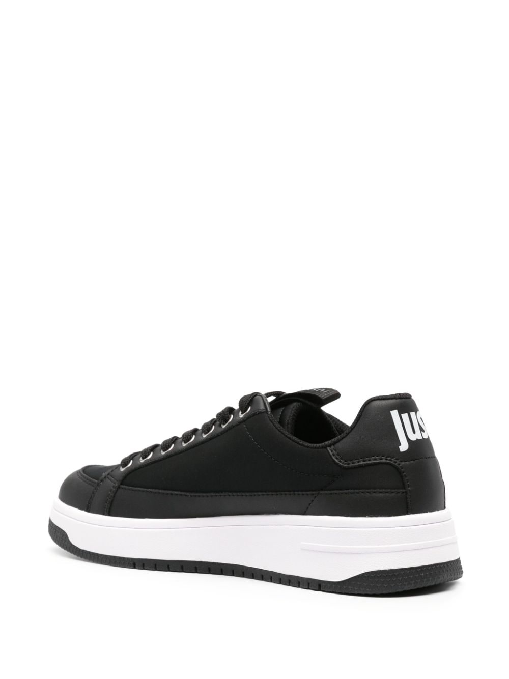 Shop Just Cavalli Logo-print Leather Sneakers In Black