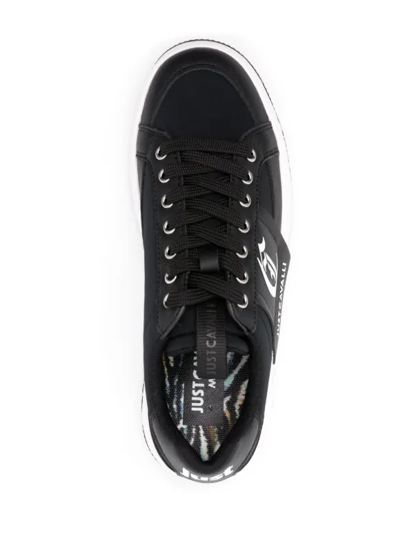 Just Cavalli logo-print Leather Sneakers | Black | FARFETCH JO