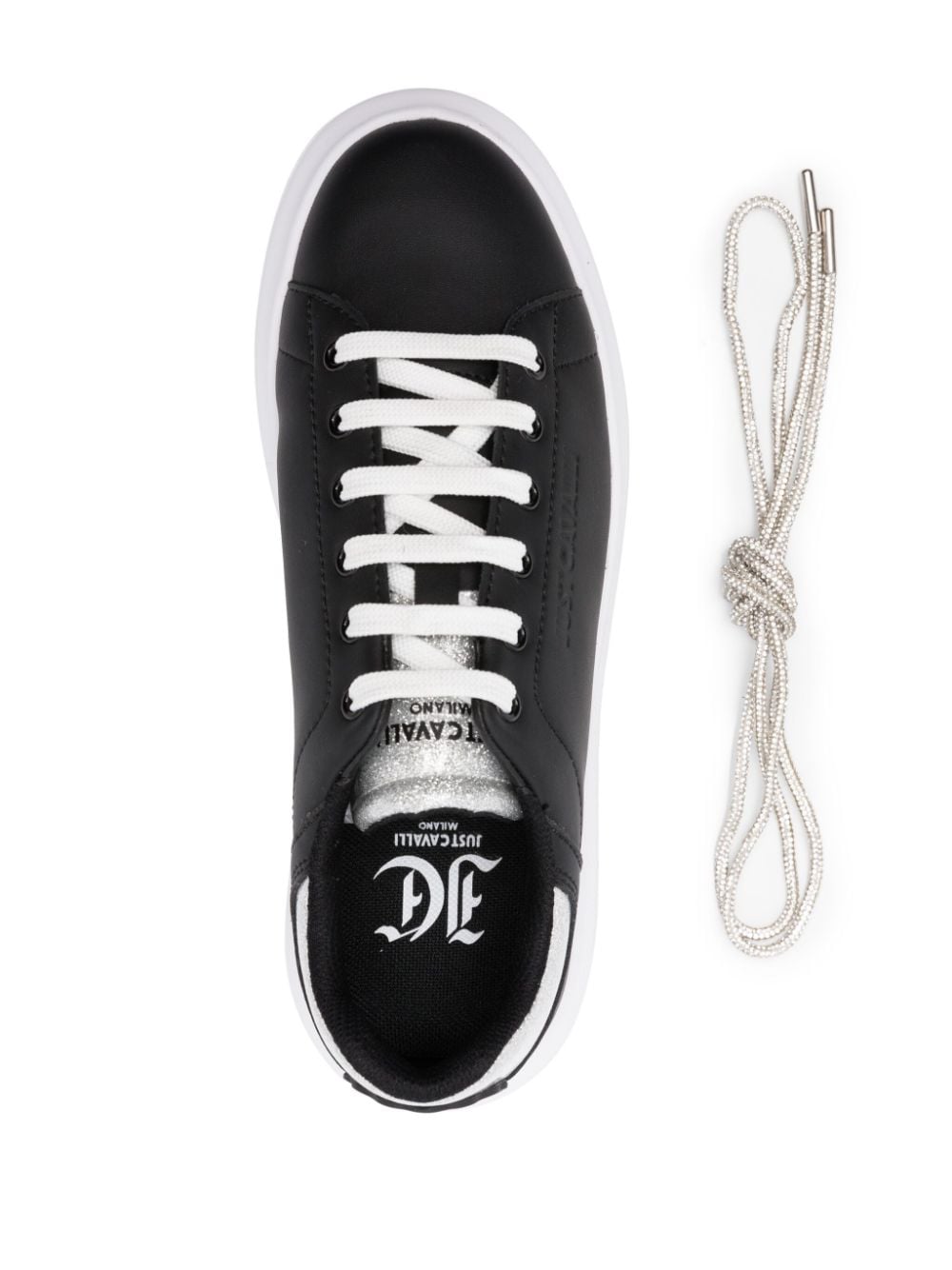 Shop Just Cavalli Glitter Lace-up Sneakers In Black