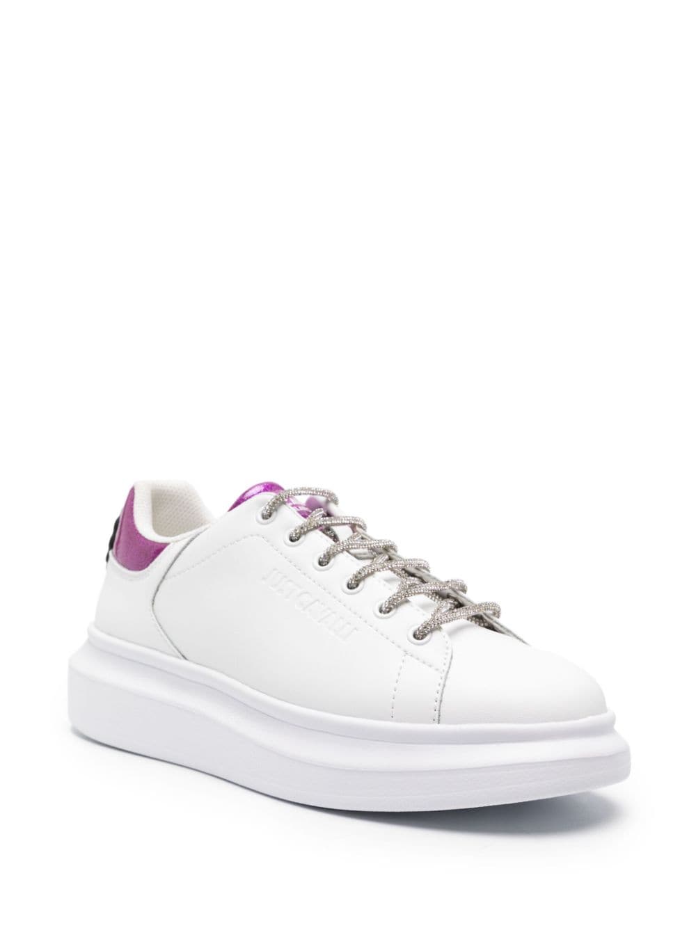Shop Just Cavalli Logo-appliqué Lace-up Sneakers In White