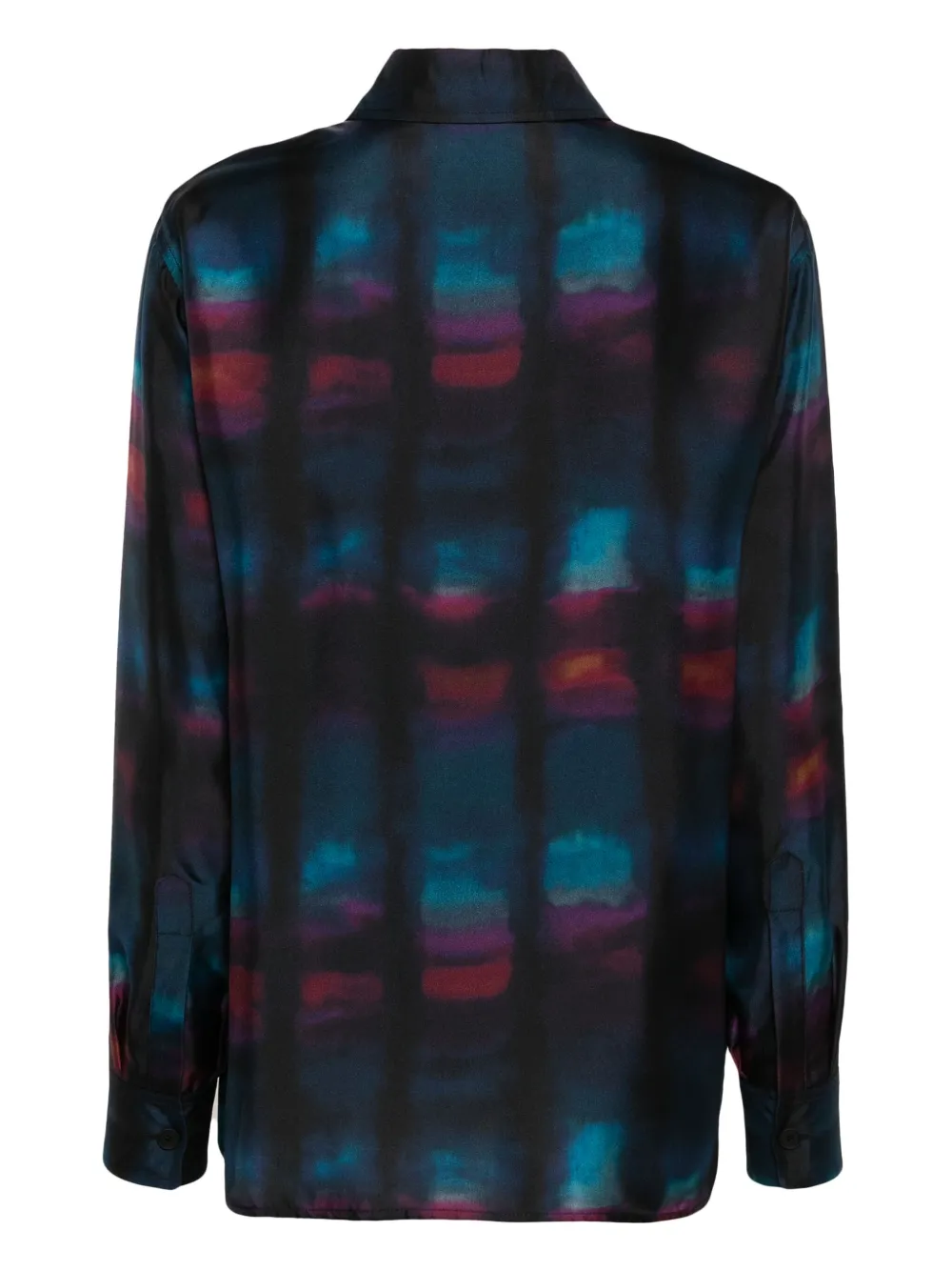 Tela Riza painterly-print silk shirt - Blauw