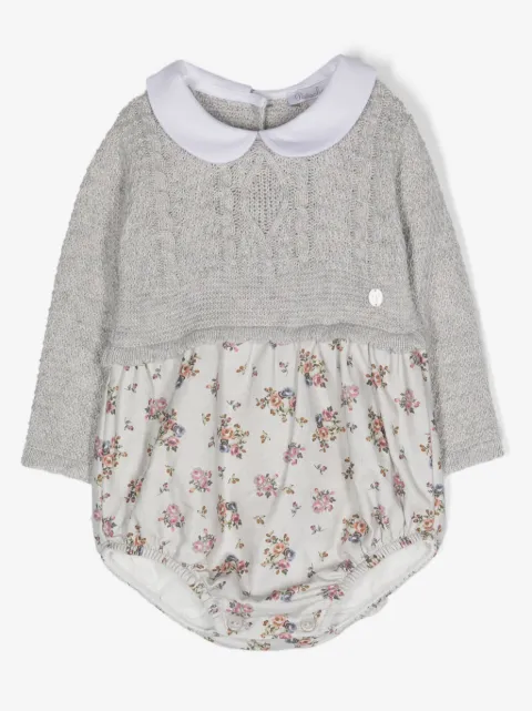 Patachou floral-print cable-knit bodysuit
