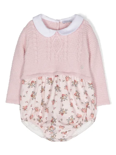 Patachou floral-print cable-knit bodysuit