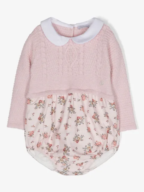 Patachou floral-print cable-knit bodysuit