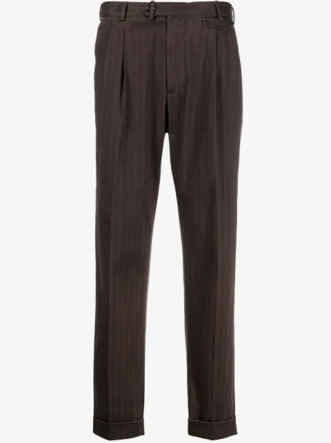 Dell'oglio herringbone cotton-blend tapered trousers